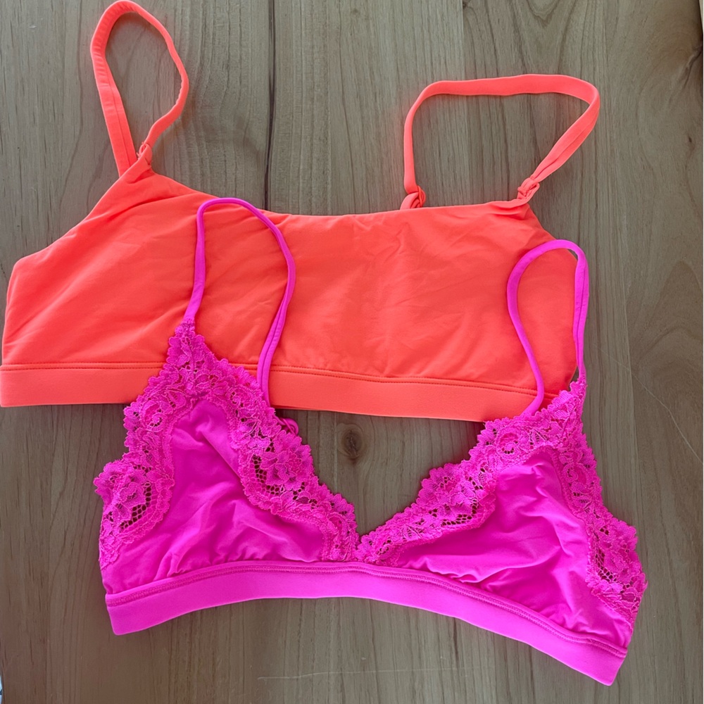 Two Skims Bralettes - Bundle! neon pink and orange - small